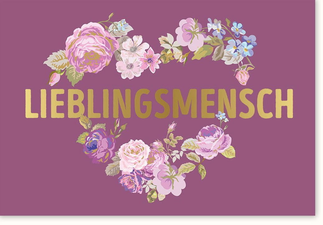 Geburtstagskarte für Partner: Lieblingsmensch Blumen - Illustration, Romantische Liebe & Floral Design Glückwunsch Karte