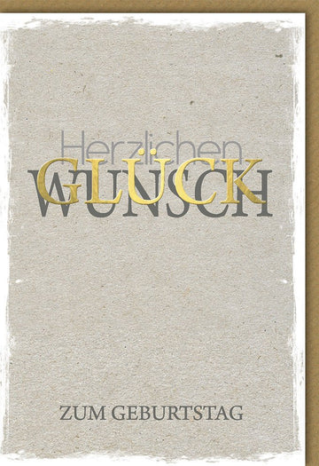 Geburtstagskarte geschäftlich - Elegante Doppelkarte mit schlichtem Textdesign und edler Papiertextur, Neutraler Glückwunsch