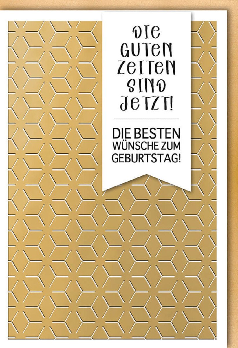 Geburtstagskarte geschäftlich - Elegante Glückwunschkarte mit modernem, schlichtem Gold Muster Design und Text für stilvolle Gratulationen, Hochwertige Doppelkarte