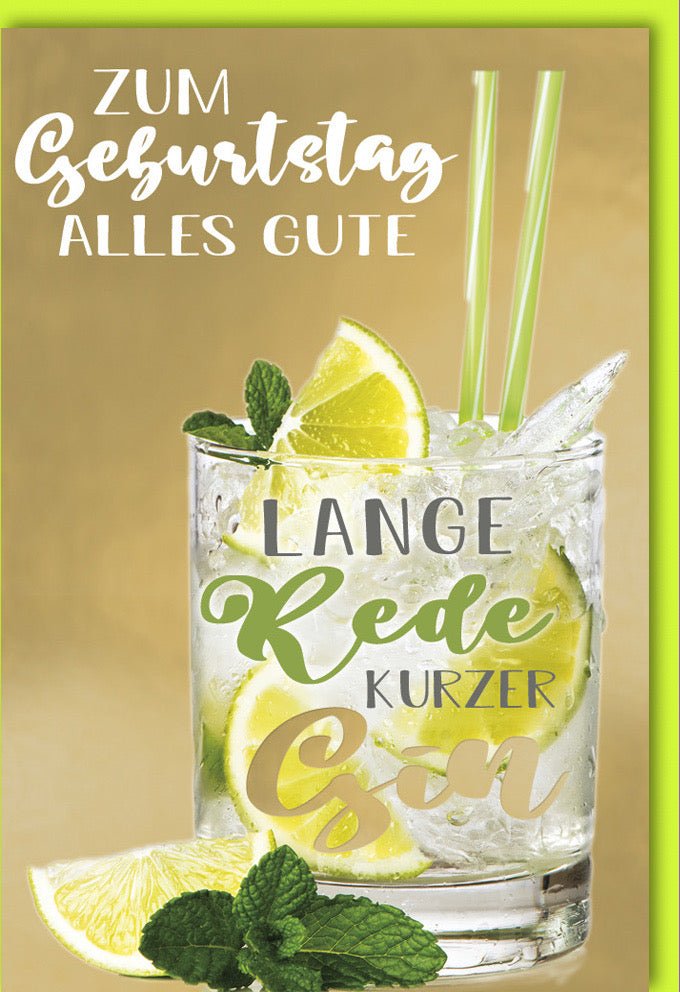 Grußkarte "Gin Tonic Cheers": Witzige Glückwunsch-Doppelkarte mit Humo ... Grußkarte "Gin Tonic Cheers": Witzige Glückwunsch-Doppelkarte mit Humo ...