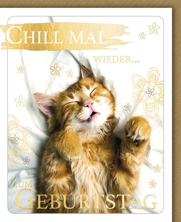 Geburtstagskarte Lustig Katze - Entspannung & Humorvolle Glückwünsche mit Relax - Chillen Motiv, Spaßige Feier Karten