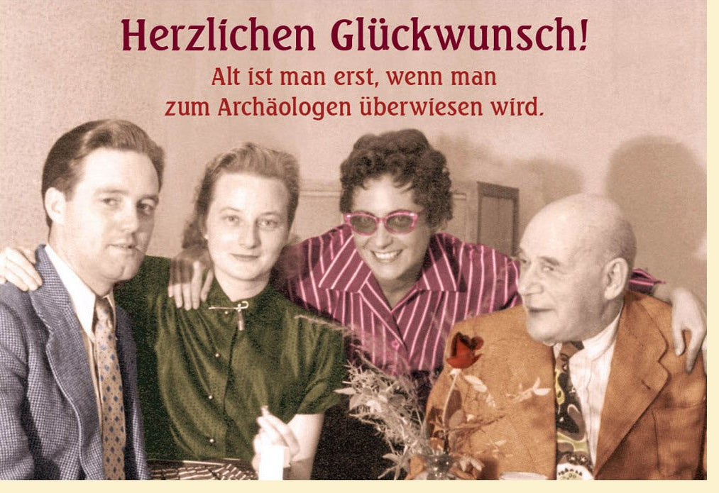 Geburtstagskarte Lustig Retro - Stil - Humorvolle Vintage Glückwunschkarte mit Witzigem Spruch, Beige/Braun, Ideal für Party & Überraschung, Erwachsene Freunde & Familie, Unisex für Männer & Frauen