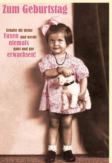 Geburtstagskarte Lustig Retro - Witzige Doppelkarte mit Spruch, Vintage Rosa Design für Erwachsene & Kinder, Humorvolle Faxen Grußkarte für Freunde & Familie