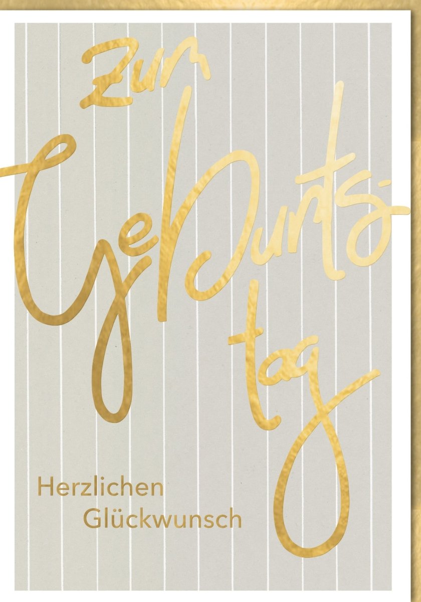 Geburtstagskarte Maxi XXL A4 - Elegante Streifen Glückwunschkarte im Großformat mit Gold Schriftzug, Perfekt für Jeden Anlass, Feierliche Wünsche & Geburtstagsfeier