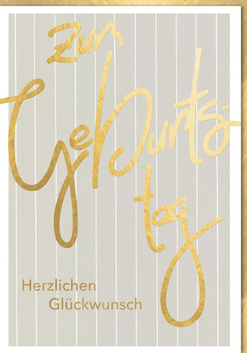 Geburtstagskarte Maxi XXL A4 - Elegante Streifen Glückwunschkarte im Großformat mit Gold Schriftzug, Perfekt für Jeden Anlass, Feierliche Wünsche & Geburtstagsfeier