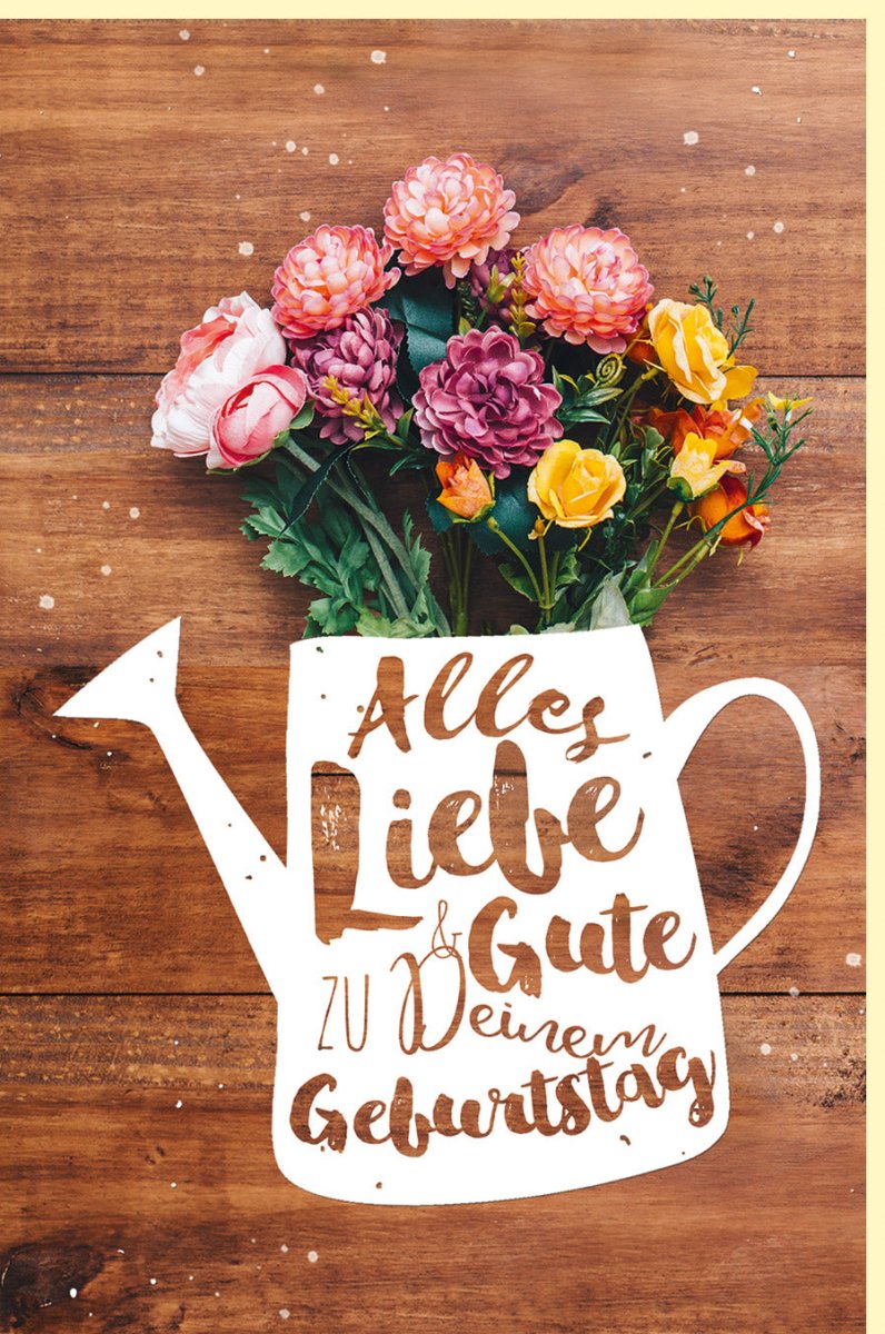 Geburtstagskarte mit Blumenstrauß & Gießkanne Design - Florale Glückwünsche auf Holzhintergrund, Rosa Gelb Lila Pastellfarben, Ideales Geschenk für Erwachsene Frauen, Doppelkarte mit Umschlag