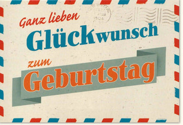 Geburtstagskarte Retro - Design: Festliche Vintage Glückwunschkarte, Klassischer Altmodischer Schriftzug, Nostalgische Gratulationskarte zum Geburtstag, Papeterie Postkarte zum Feiern, Geburtstagsgruß