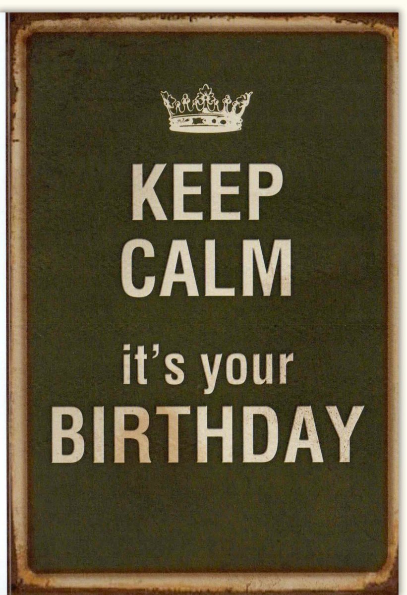 Geburtstagskarte Retro "Keep Calm Birthday" - Vintage Grußkarte mit Klassischem Geburtstagsgruß, Nostalgisch Krone Design, Altmodische Glückwunschkarte für Geburtstag & Feiertag, Schriftzug Wunschkarte