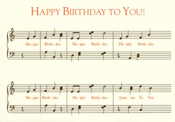 Geburtstagskarte - Vintage Musiknoten Design mit Retro Schriftzug, Glückwünsche & Melodie Text, Happy Birthday Gratulationskarte