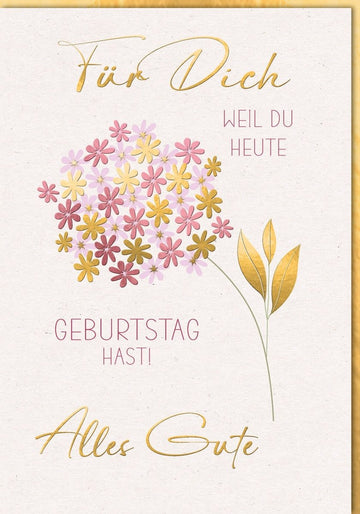 Geburtstagskarte XXL A4 - Elegante Maxikarte in Gold Rosa mit Blumendesign, Großformatige Glückwunschkarte für Geburtstag, Dekorative Grußkarte, Papeterie für Feier & Anlass, Perfektes Geschenk