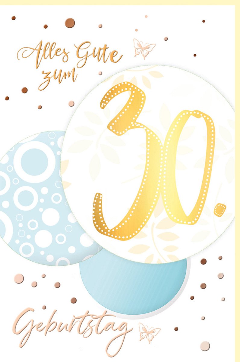 Geburtstagskarte zum 30. Jubiläum - Elegante Schriftkarte mit Goldfolie, Glückwunsch & Feier Dekoration