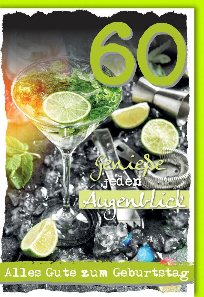 Geburtstagskarte zum 60.: "Genieße den Augenblick" - Glückwünsche & Spruch für Jubiläumsfeier und Gratulation