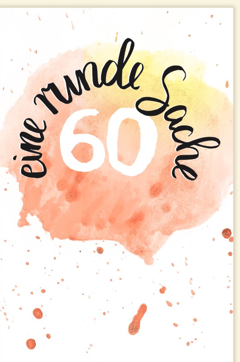 Geburtstagskarte zum 60. Jubiläum - Elegante Aquarell Doppelkarte mit Vintage Schriftzug für Feier & Gratulation