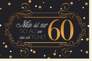 Geburtstagskarte zum 60. Jubiläum - Elegante Glückwunschkarte in Gold & Schwarz, Festliches Design für den Sechzigsten