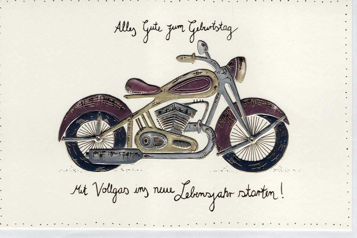 Glückwunschkarte Geburtstag Männer premium: Motorrad