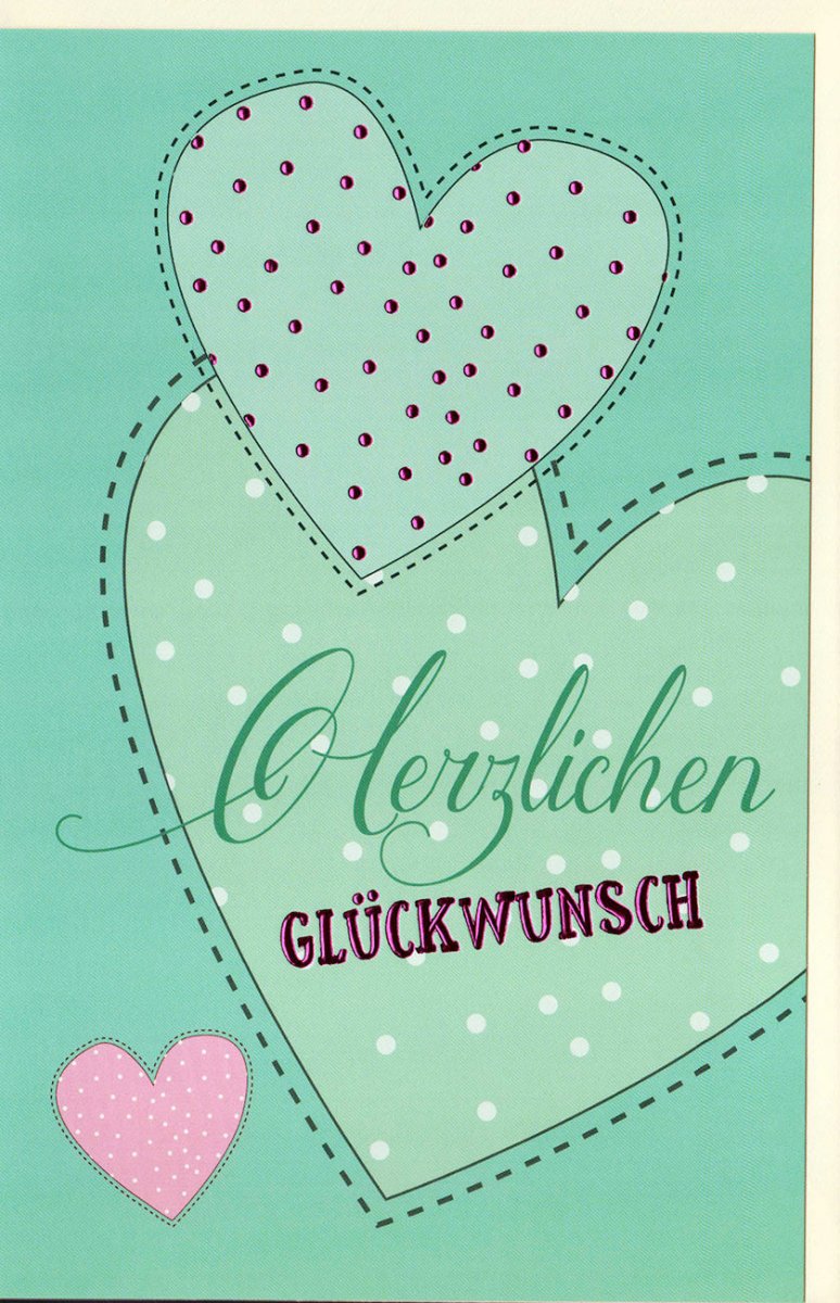 Glückwunschkarte "Herzlichen Glückwunsch" - Liebevolles Herz Design, Allgemeine Gratulationskarte für Jeden Anlass, Festliche Grußkarte mit Wünschen