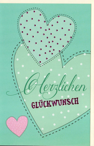 Glückwunschkarte "Herzlichen Glückwunsch" - Liebevolles Herz Design, Allgemeine Gratulationskarte für Jeden Anlass, Festliche Grußkarte mit Wünschen