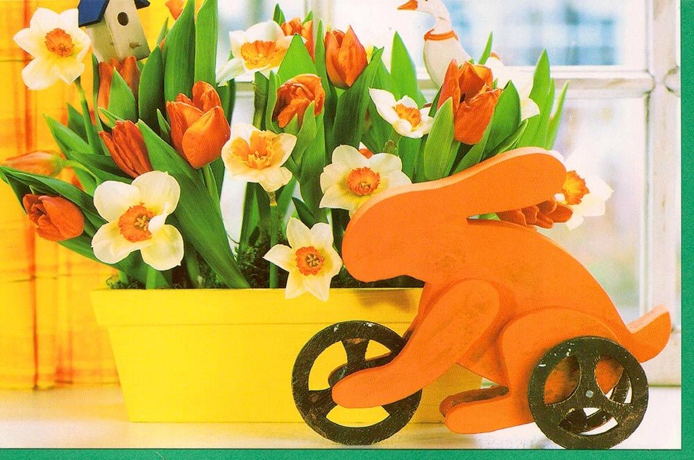 Grußkarte Ostern ohne Text Hase Holz