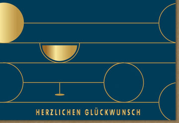 Hochwertige Business Glückwunschkarte für Firmenjubiläum und Erfolg - Elegante Doppelkarte in Blau & Gold, Professionelle Gratulationskarte für Kunden und Partner, Stilvoller Gruß zu Feierlichen Anlässen