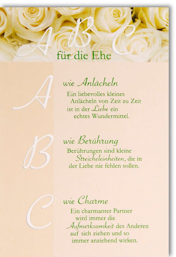 Hochzeit Doppelkarte - Elegante Glückwunschkarte zur Vermählung mit Rosenmotiv, Romantik Poesie & ABC Gedicht