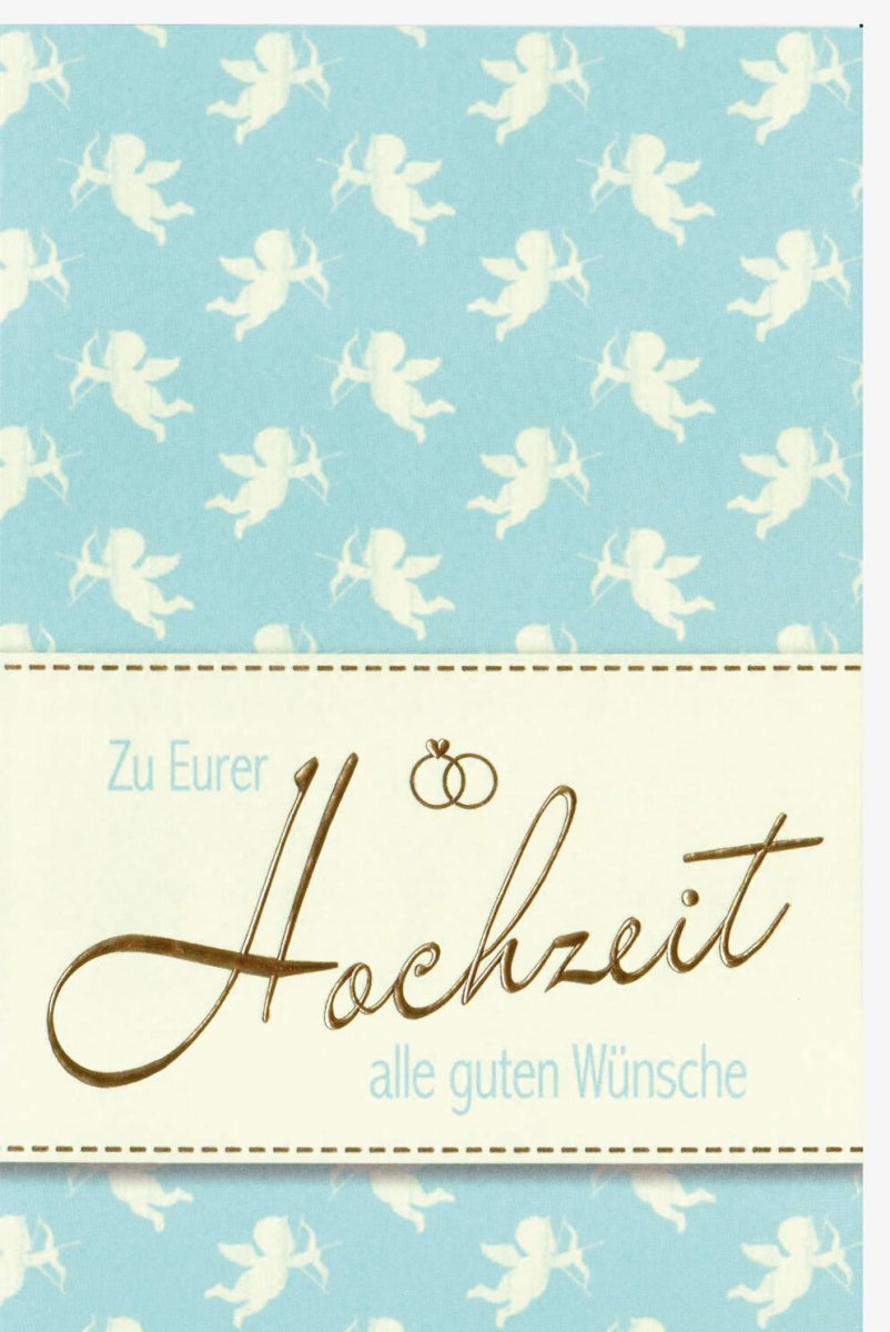 Hochzeit Glückwunschkarte - Amor Design, Blaue Doppelkarte für Liebe & Jubiläum, Romantische Gratulation zur Verlobung und Heirat