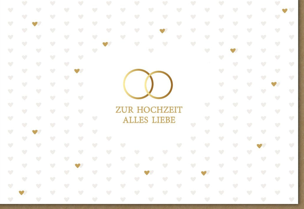 Hochzeits - Doppelkarte Midoro mit Eheringen – Edle Glückwunschkarte zur Vermählung in Creme & Gold für Paare, Freunde und Familie – Liebevolle Hochzeitsglückwünsche für das Brautpaar