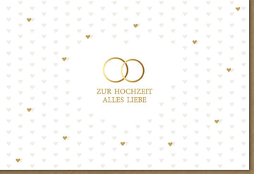 Hochzeits - Doppelkarte Midoro mit Eheringen – Edle Glückwunschkarte zur Vermählung in Creme & Gold für Paare, Freunde und Familie – Liebevolle Hochzeitsglückwünsche für das Brautpaar