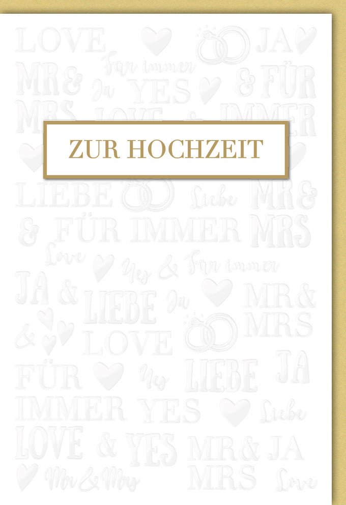 Hochzeits - Doppelkarte Premium Gold: Elegante Glückwunschkarte zur Hochzeit, Liebe für die Ewigkeit, "Ja" sagen in Creme & Gold, Mr & Mrs, Für immer Paare & Verlobte - Exklusive Hochzeitsglückwünsche