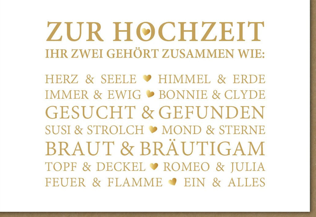 Hochzeitsglückwunsch Doppelkarte - Elegante Grußkarte zur Heirat, Stilvolle Liebe & Romantik, Schlichtes Design in Gold & Beige für Brautpaar, Moderne Zweisamkeit Feierkarte für Verliebte Paare