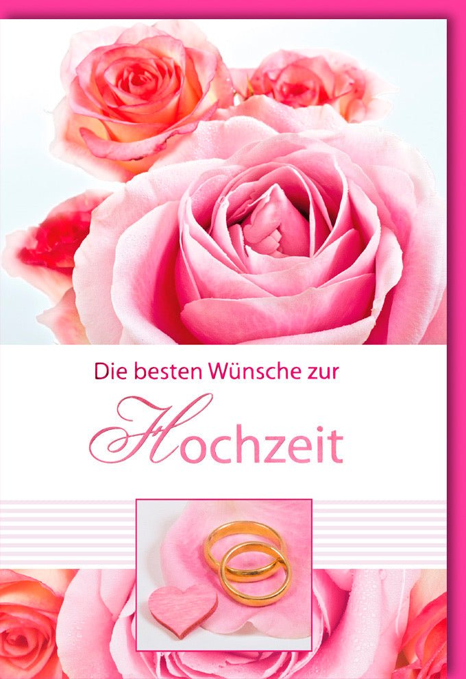 Hochzeitskarte – Elegante Glückwunschkarte zur Hochzeit mit Rosen & Eheringen, Romantische Liebe & Gratulation, Paar Feier Wishes