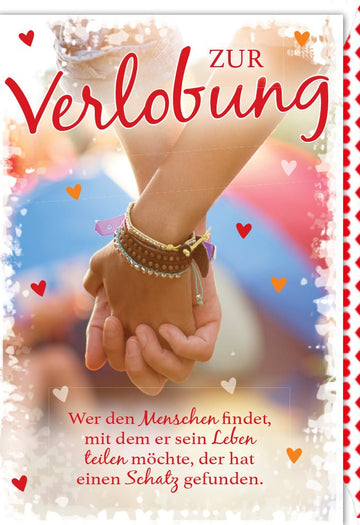 Hochzeitskarte für Paare - Hand in Hand ins Glück: Romantische Doppelkarte mit liebevollem Spruch, Herz & Vertrauen Motiv in Rot - Ideal zur Verlobung, Gratulation & Feier der Zweisamkeit