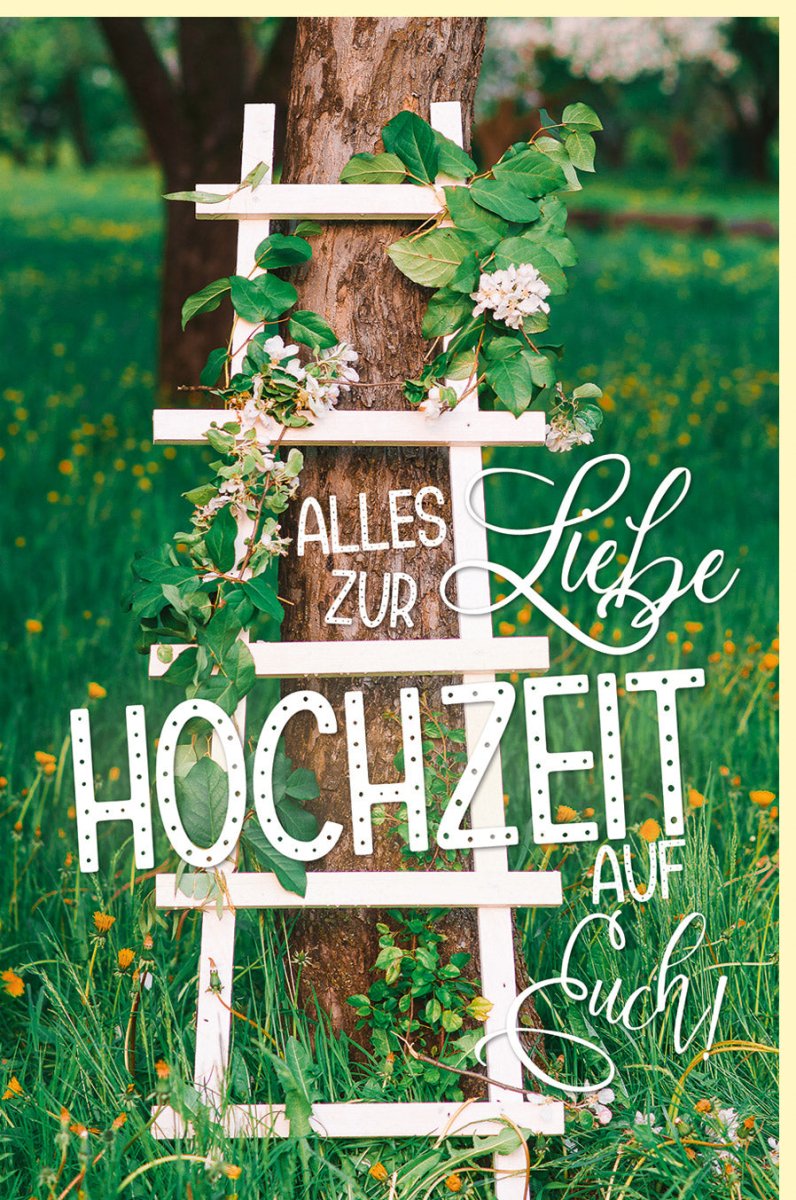 Hochzeitskarte für Paare – Romantische Glückwunsch Doppelkarte mit Blumengestell & Baum Fotomotiv, Natur Grün Weiß, Ideal für Verlobte, Brautpaar, Liebevolle Frühlings - und Sommerhochzeiten, Gartenfeier Einladungen