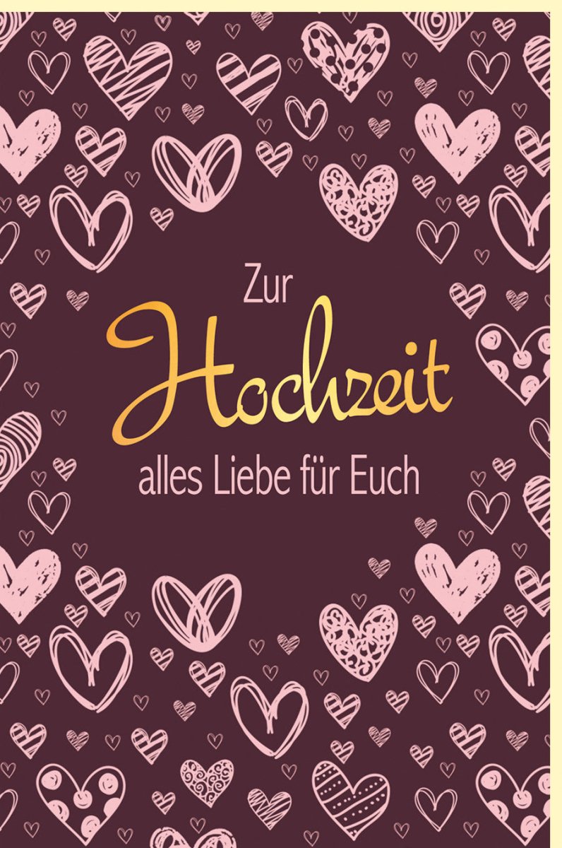 Hochzeitskarte für Verlobte - Romantische Glückwunschkarte zur Hochzeit mit gezeichneten Herzen, Naturkarton & Goldfolie, Liebevolles Brautpaar - Design, Feierliche Burgunderrot - Töne, Ideal für die romantische Feier