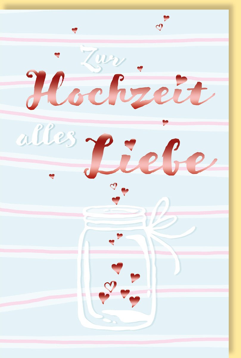 Hochzeitskarte für Verlobung & Liebe - Elegante Doppelkarte mit Herz Design in Hellblau, Romantische Glückwunschkarte mit Roségold Metallicfolie, Brautpaar Motiv - Feier der Eleganz für Paare