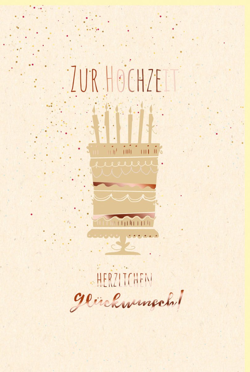 Hochzeitskarte Glückwunsch mit Hochzeitstorte & Kerzen Design, Handgefertigt auf Zuckerrohrpapier, Elegante Metallicfolie in Roségold, Ideal für Brautpaar & Jubiläum, Beige Doppelkarte