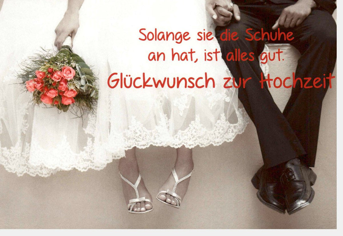 Hochzeitskarte Glückwunschkarte - Lustige & Witzige Schuh - Motiv Doppelkarte für Braut & Bräutigam, Humorvolle Gratulation zur Heirat, Liebe & Ehe, Perfekt für Paar - Hochzeitsfeier & Festlichkeiten