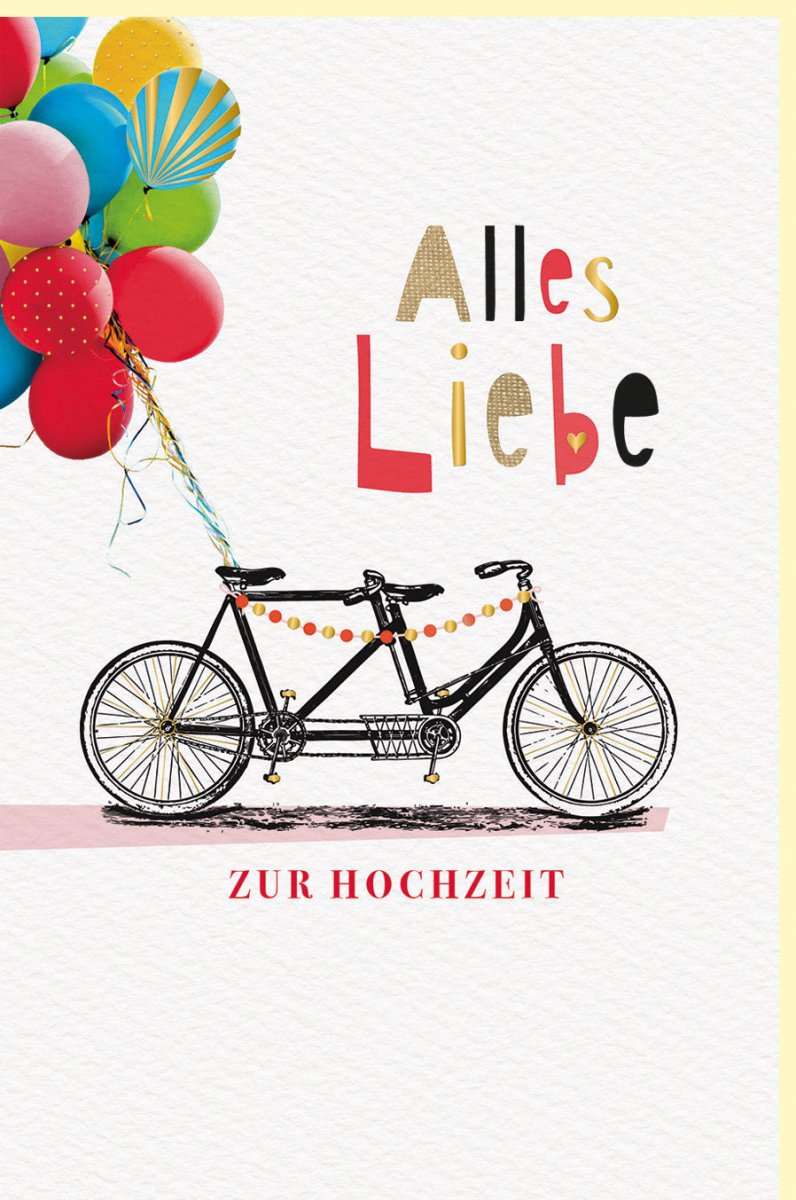 Hochzeitskarte "Tandem der Liebe" - Romantische Doppelkarte mit Luftballons, Glückwunsch & Zweisamkeit für Paare zur Heirat Feier