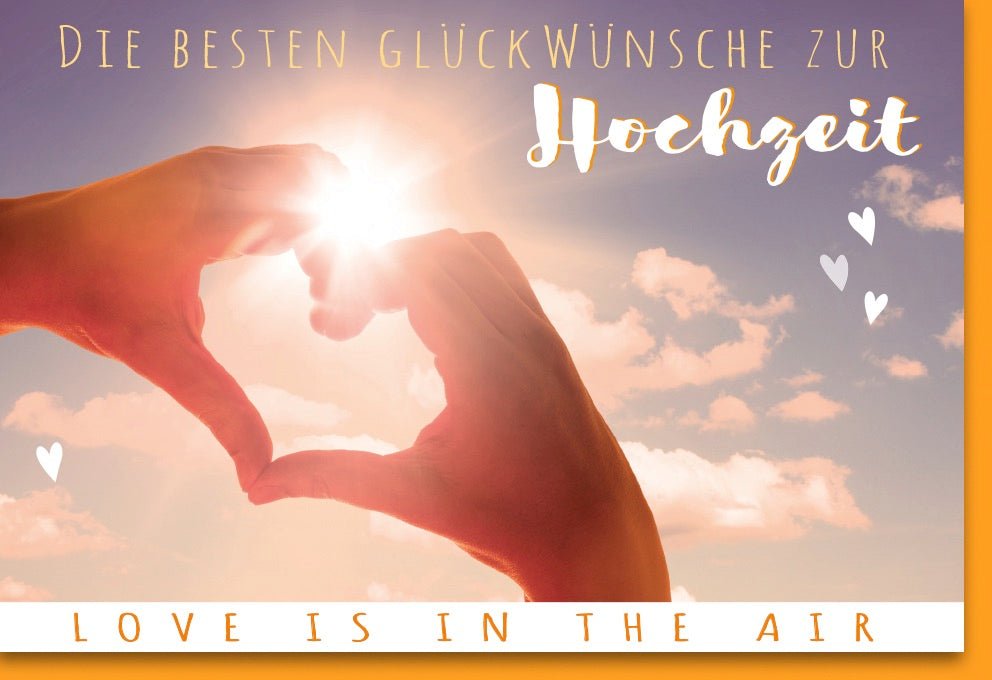 Hochzeitskarte zur Verlobung & Heirat - Romantische Glückwunschkarte mit Herz, Paar & Sonnenuntergang Motiv für Liebe Jubiläum