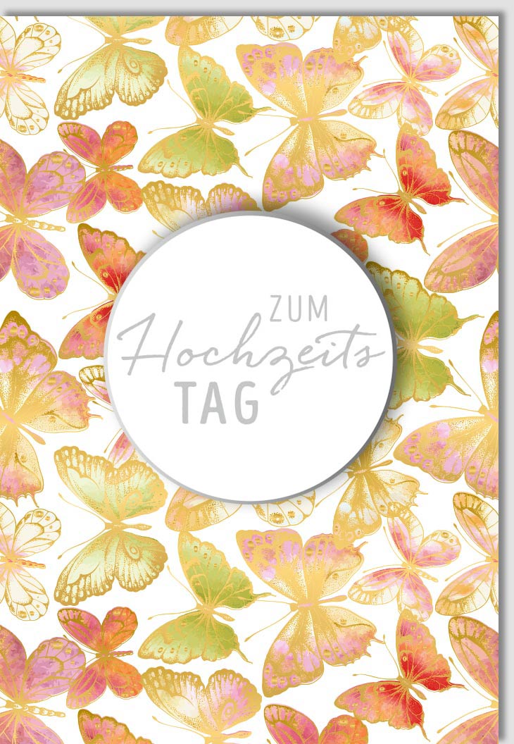 Hochzeitstag Doppelkarte mit Schmetterlings - Applikation – Silbernes Jubiläum Glückwunschkarte für Ehepartner, Liebe & Feier