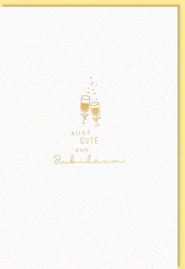 Jubiläum Doppelkarte - Elegante Glückwunschkarte mit Sektgläsern, Goldener Schrift & Schlichtem Design für Feier & Toast