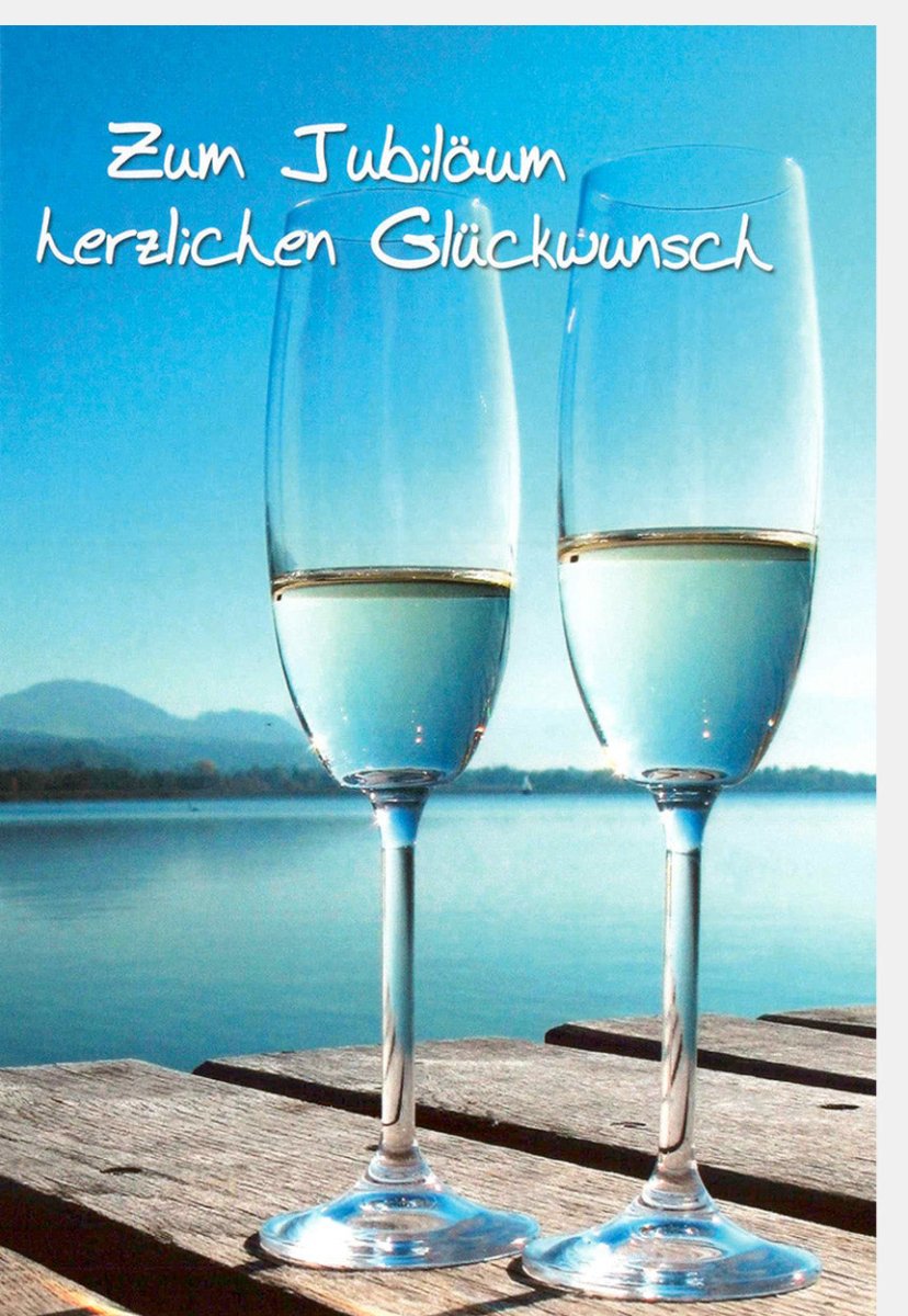 Jubiläums - Doppelkarte mit Sektgläsern & Spruch - Herzlichen Glückwunsch, Anstoßen & Toast, Feierlichkeit Jahrestag Gratulationskarte, Celebration Cheers