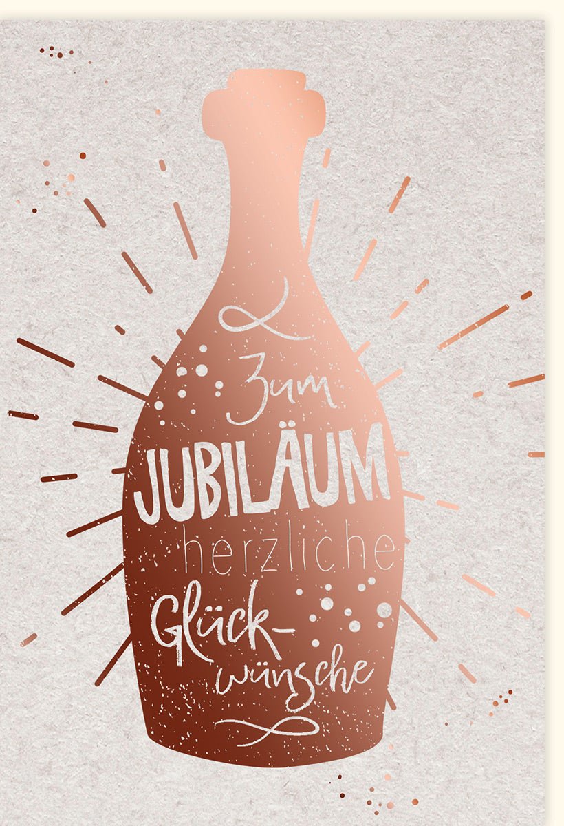 Jubiläumskarte mit Sektflaschen - Design - Glückwunschkarte für Jahrestag & Feier, Festliche Gratulationskarte mit Cheers - Motiv