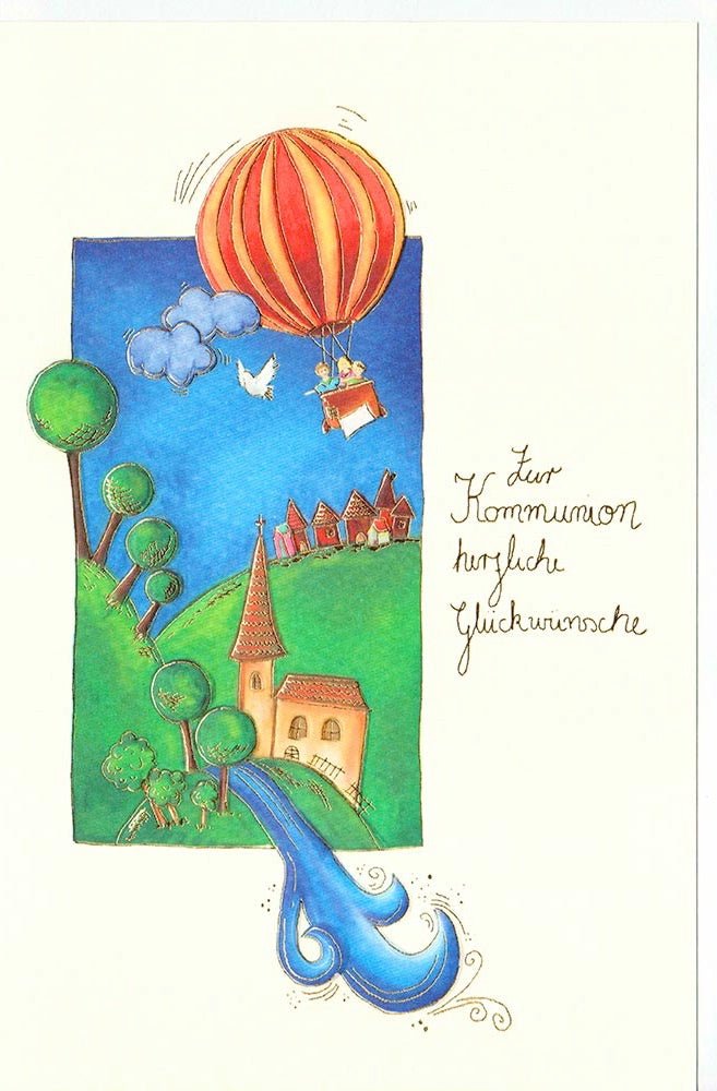 Karte Kommunion Premiumpapier Ballon