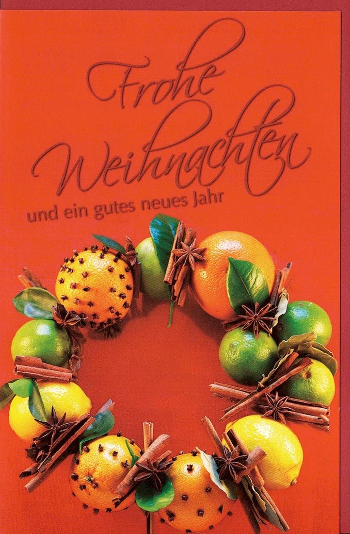 Karte Weihachten Kranz Obst