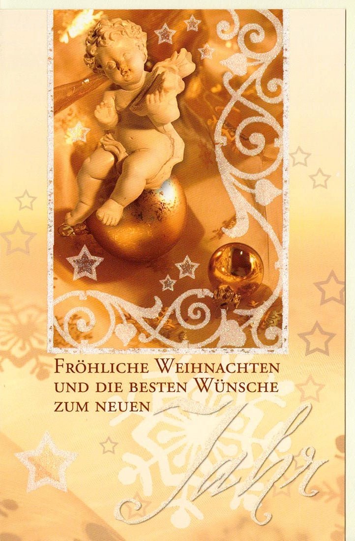 Karte Weihnachten Engel gold hochformat