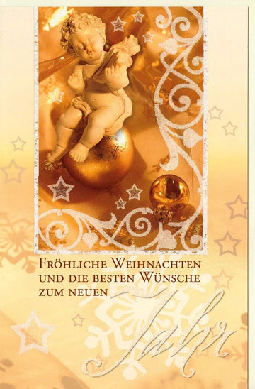 Karte Weihnachten Engel gold hochformat