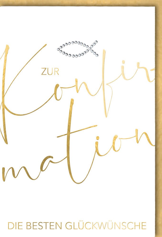 Konfirmation Glückwunschkarte - Elegante Doppelkarte mit Goldfolienprägung, Naturkarton & Applikation, Modernes Design für Kirchliche Festlichkeiten, Jugendweihe & Religiöse Feiern, Segenswünsche