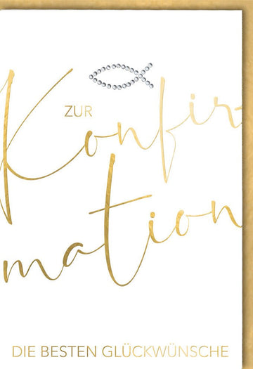 Konfirmation Glückwunschkarte - Elegante Doppelkarte mit Goldfolienprägung, Naturkarton & Applikation, Modernes Design für Kirchliche Festlichkeiten, Jugendweihe & Religiöse Feiern, Segenswünsche