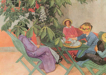 Kunstpostkarte Carl Larsson - Unter dem Kastanienbaum