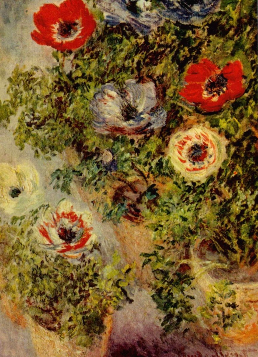 Kunstpostkarte Claude Monet - Anemonen in einer Vase